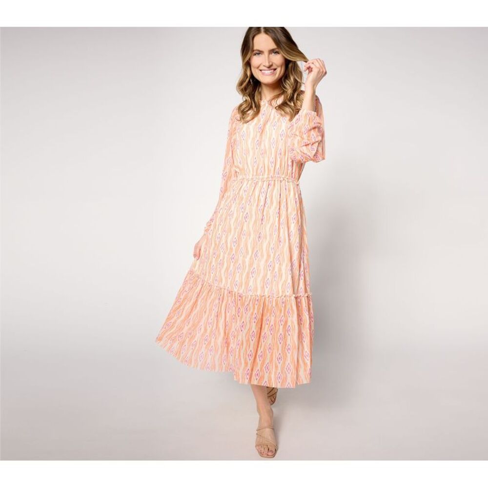 Denim & Co. Women's Plus Sz Dress 3X Canyon Retreat Printed Multi-colored